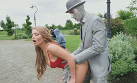 Busty Blonde Chick Hotly Fucks Robot on the Glade - Public XxxPorner